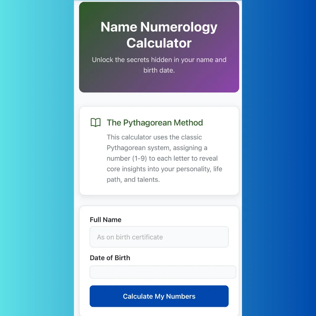 Pythagorean Name Numerology Calculator