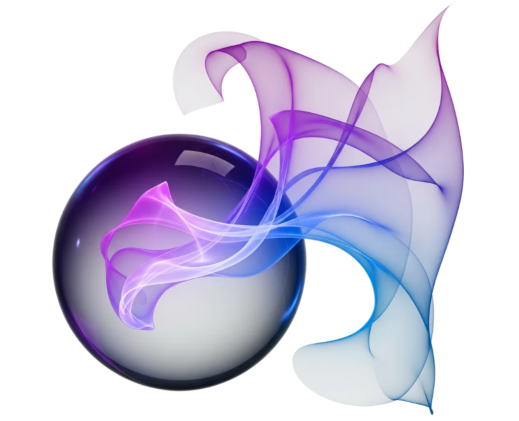Ethereal orb with purple and blue energy flows, symbolizing the clarity gained from a Vastu consultation booking, online numerology reading, or online astrology consultation.